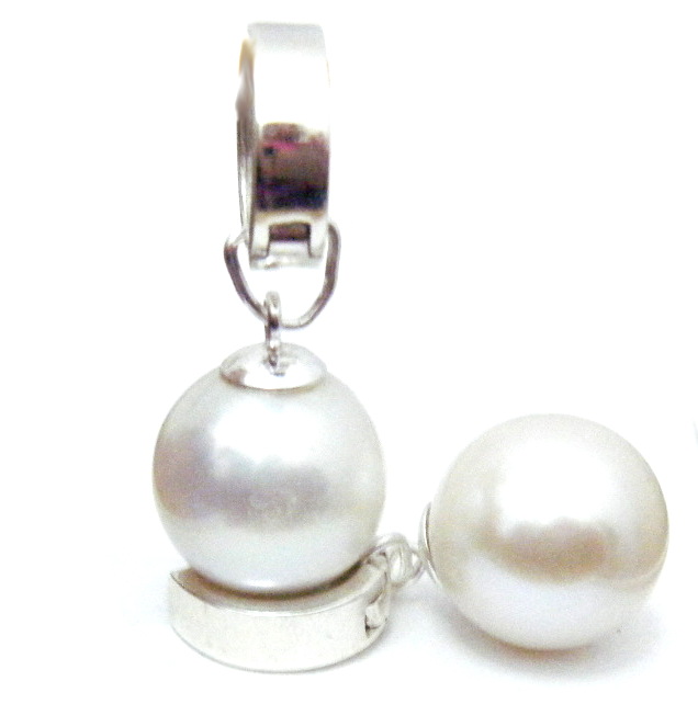 Silver 4mm Huggies with White Round 14mm Pearls